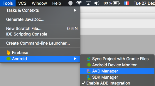Android studio emulator on mac